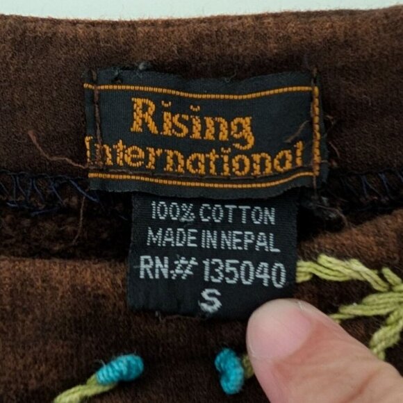 Rising International Embroidered Floral Dress Womens Size Small Brown Artsy Boho - Picture 4 of 9